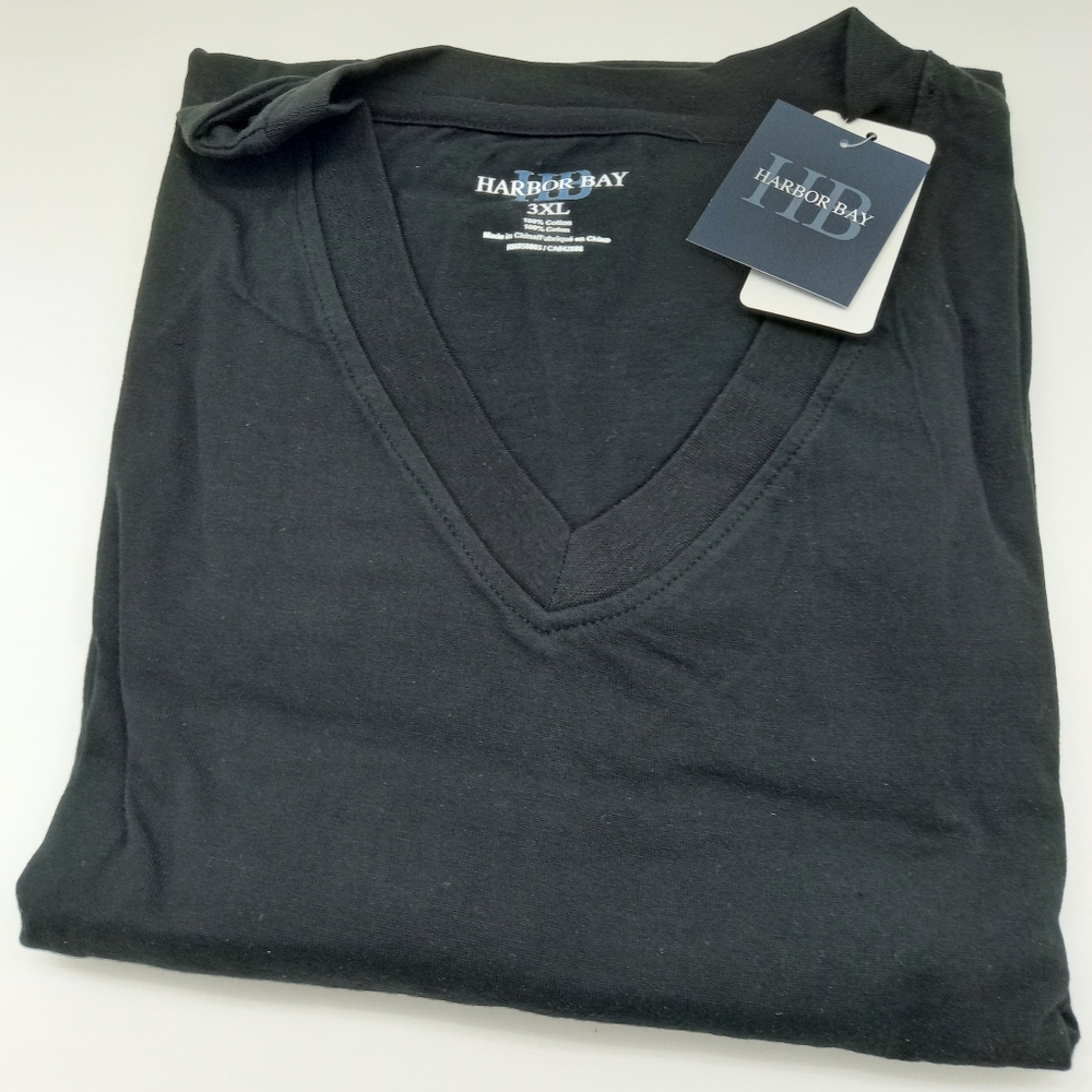 DXL Black Harbor Bay V Neck Sleep Shirt / T-shirt XXL to 6XL NIB